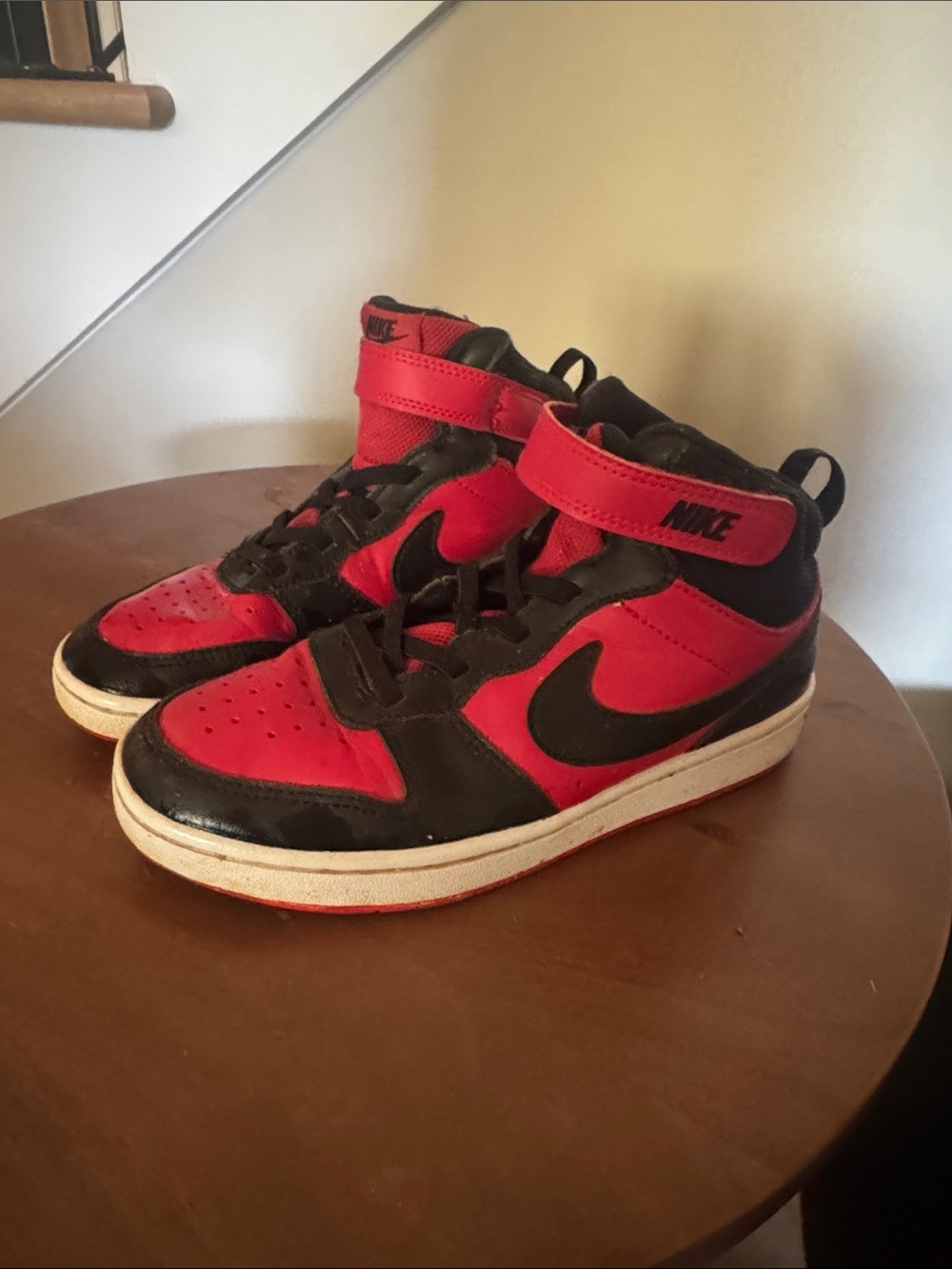 Nike Kids High-Top Sneakers in Red and Black